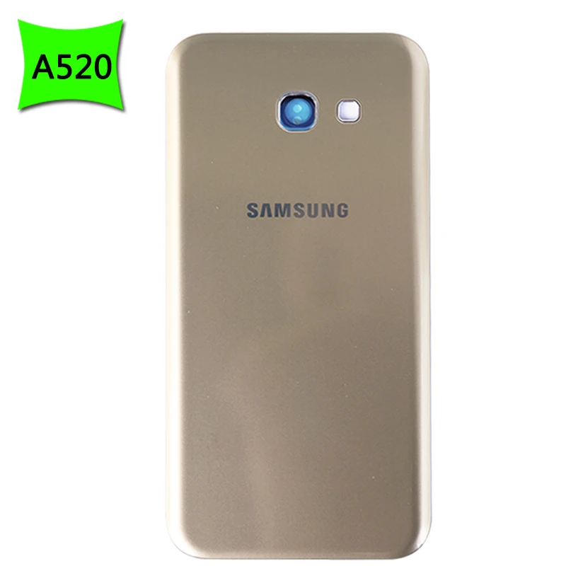 Для samsung Galaxy A3 A5 A7 A320 A520 A720 стеклянная крышка для батареи задняя дверь+ чехол для объектива камеры для a320 a520 a720 - Цвет: A520 Gold