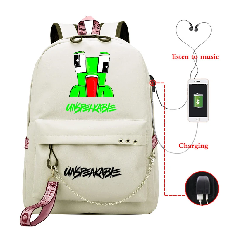 

Рюкзак для подростков, девушек, мальчиков, негромкая школьная сумка с принтом и USB-зарядкой, мужской и женский рюкзак для ноутбука, студенчес...