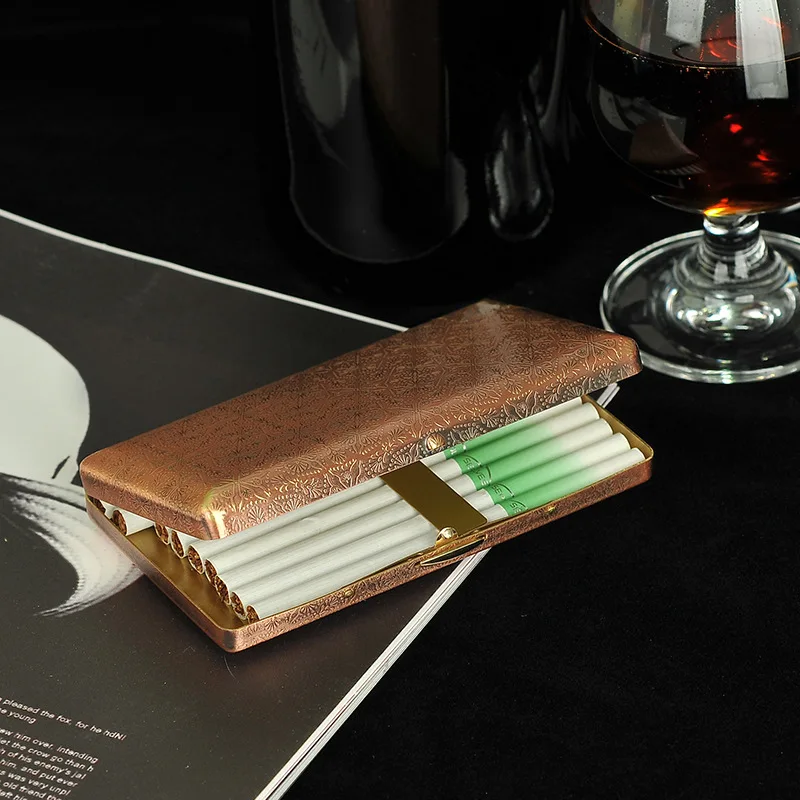 Новинка 1 шт. медный чехол для сигарет тонкие 100 'сигареты 20 металлическая