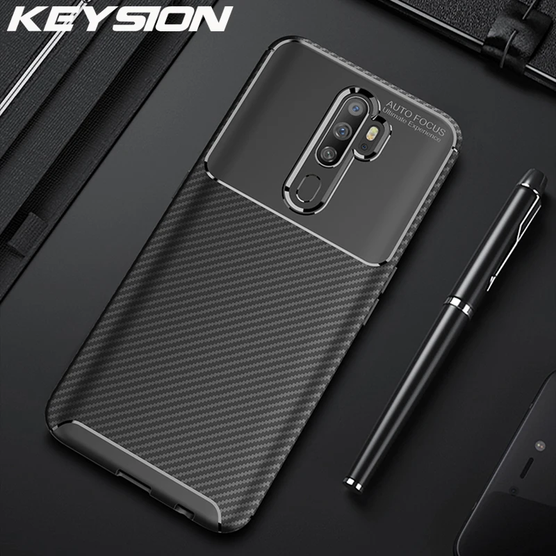 Чехол KEYSION для OPPO A9 2020 противоударный силиконовый чехол из углеродного волокна A5