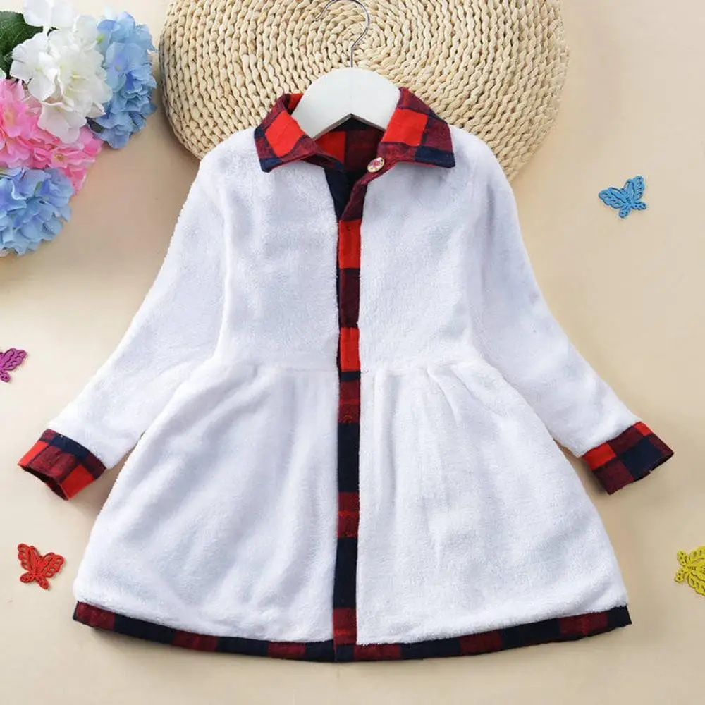 3-13Y Girls Dresses Kids Autumn Plaid Dress for Toddler Baby Winter Velvet Children Outfits Princess Party | Детская одежда и