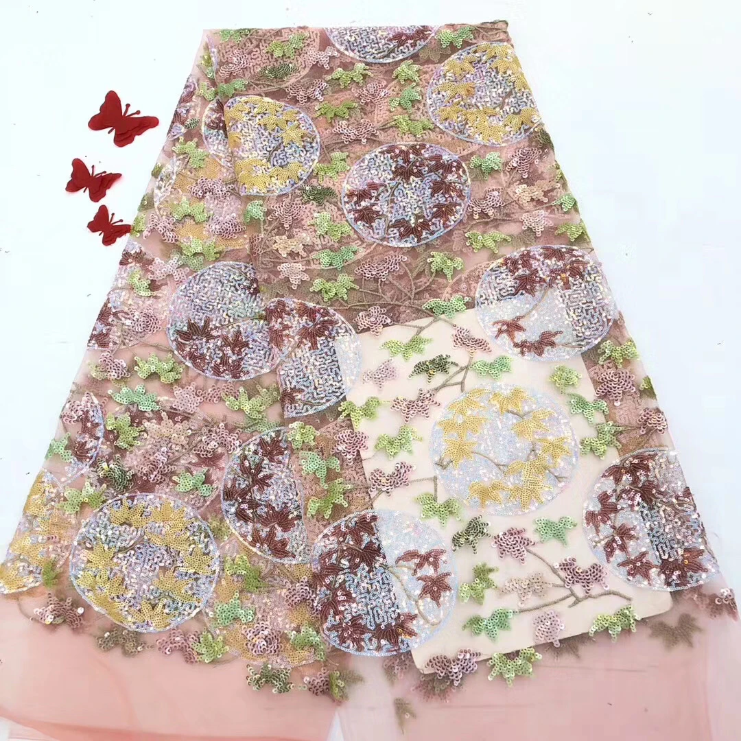 

Hot Sale Sequins African French Lace Fabric And Sequin High Quality Nigeria Lace Fabric Wedding D37661