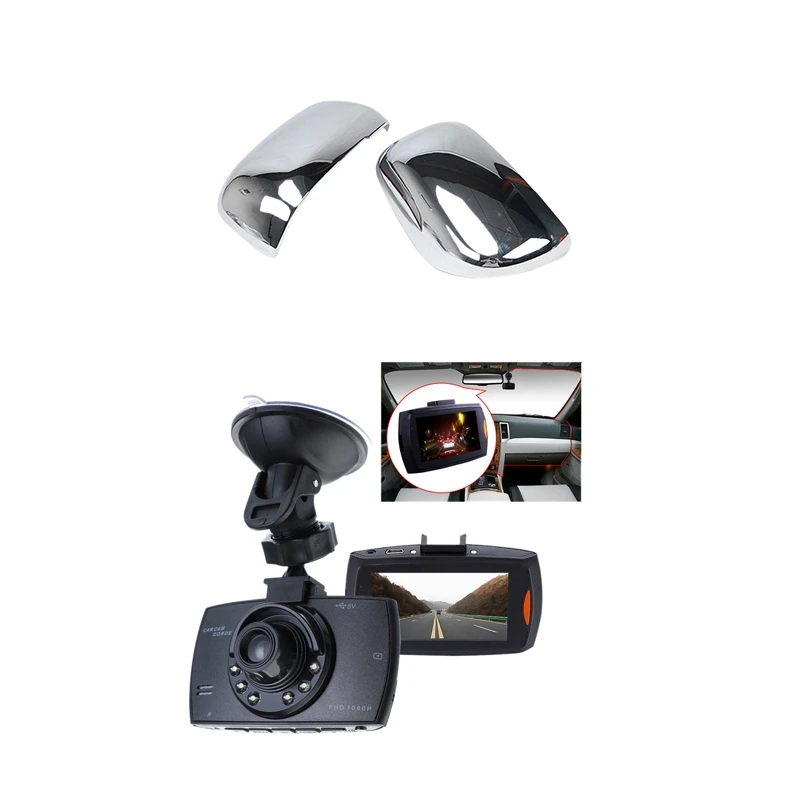

Автомобильный видеорегистратор 2,2 дюйма Hd 1080P и 2 декоративных чехла из АБС-пластика с хромированным боковым зеркалом