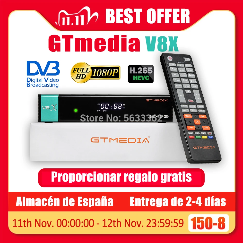 Лучшее качество Gtmedia V8X цифра спутниковый телевизионный ресивер DVB S2 Full HD так же