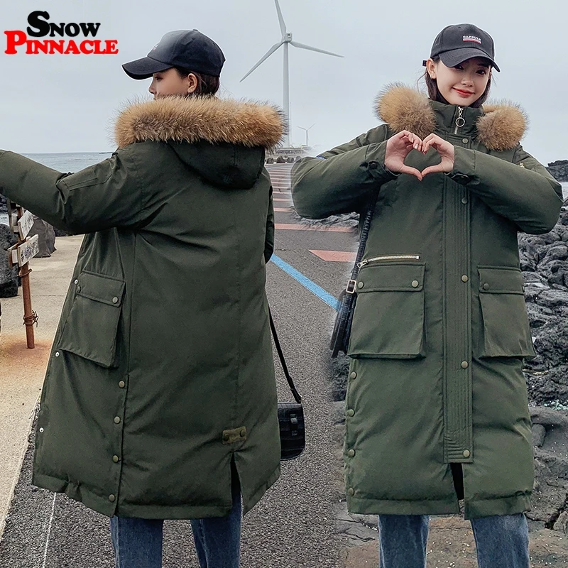 25 градусов, зимняя куртка X-long parkas, пальто для женщин, утолщенная, теплая, большой меховой воротник, куртка, пальто, повседневная женская зимняя верхняя одежда из синтепона, парки