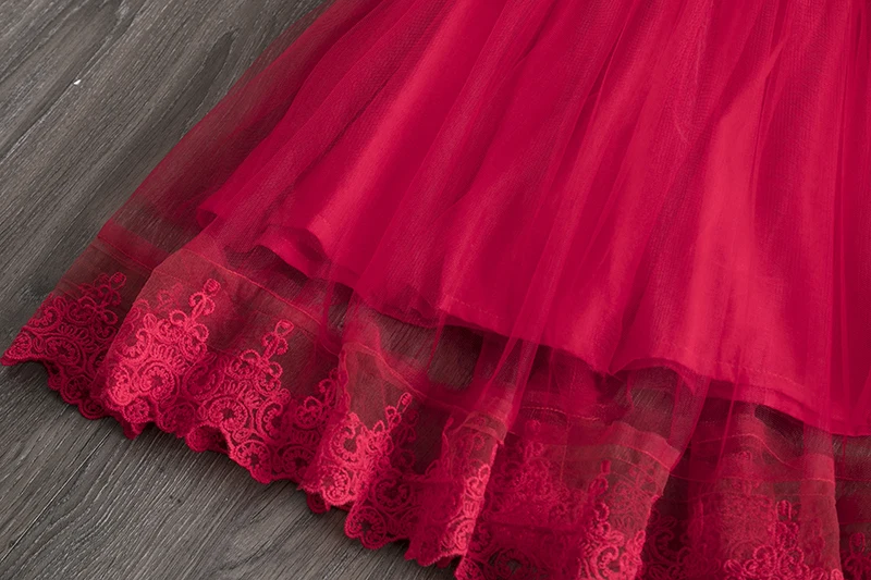 Girls Christmas Dress for Red Party Flower Lace Wedding Frocks Ceremony Dresses Kids New Year Costume | Детская одежда и обувь