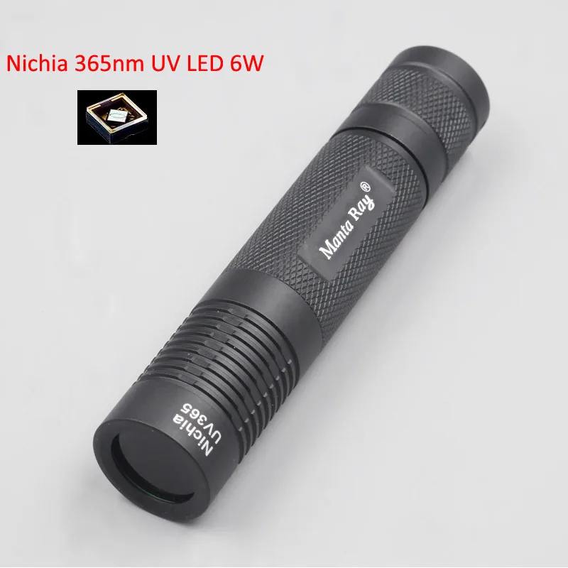 Manta Ray S9 черный УФ 365nm 6 Вт Светодиодный светильник вспышки, nichia 365UV в стороне, УФ лампа светильник отражатель smo, флуоресцентный агент обнаружения