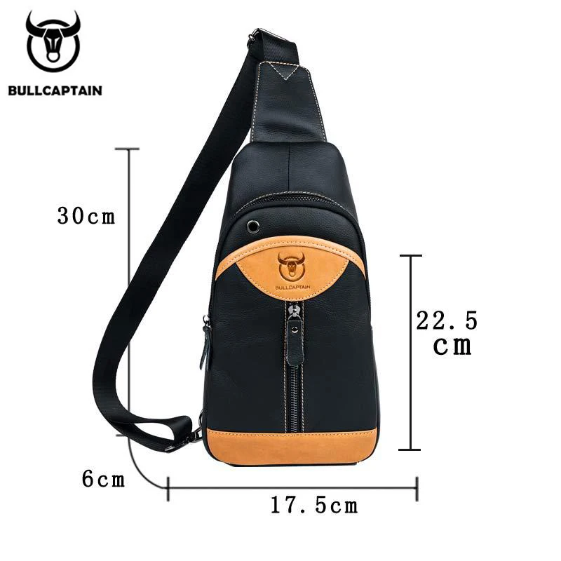 Мужская нагрудная сумка Bullcaptain кожаная повседневная мессенджер используется для
