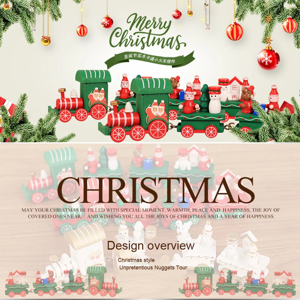 Рождественское украшение поезда подарок милый деревянный мини поезд маленький