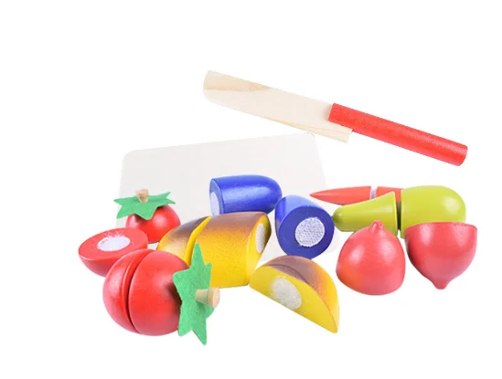 Детские деревянные игрушки ролевые игры кухонные режущие фруктовые овощные