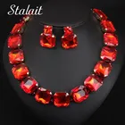 Набор украшений для женщин, с красным кристаллом, золотистого цвета