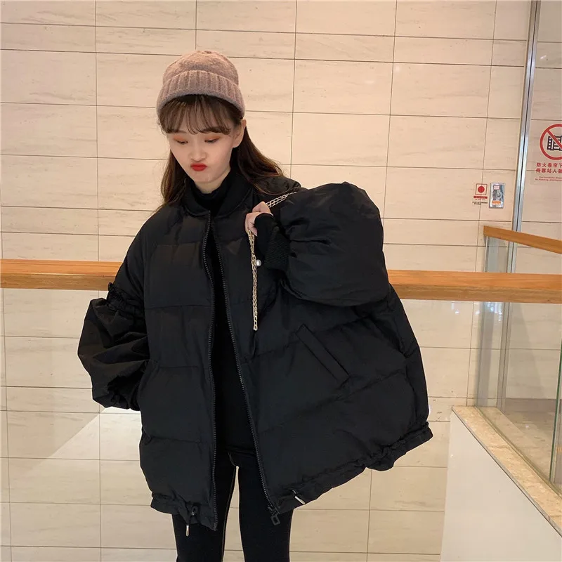 

Autumn and winter new Korean style wild puff sleeve design is thin and sweet bread clothes cotton clothes women's trend