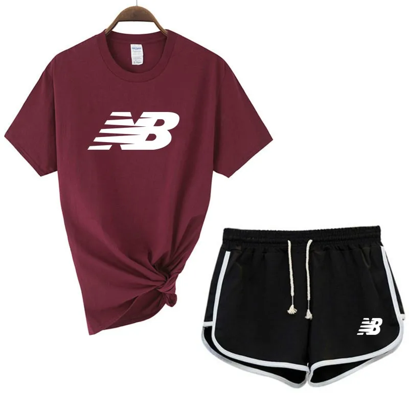 

Summer Women's T-shirt Short-sleeved Top + Shorts 2-piece Set Female 2021 Fashion Brand Printed T-shirt Suit Girl Sports Suit
