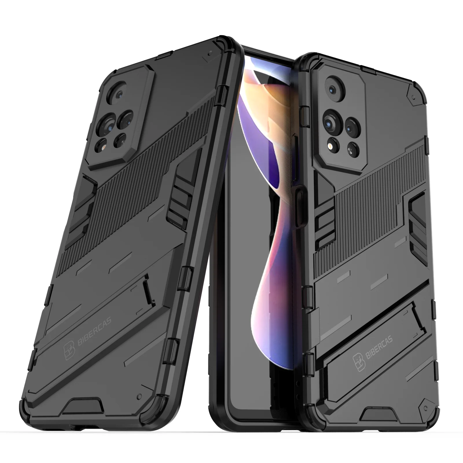 

For Cover Poco M4 M3 Pro X3 X4 NFC F3 GT Case Capas Shockproof Bumper Hard Kickstand Holder Back Cover Kickstand