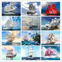 paint by number boat diy pictures by numbers landscape kits hand painted painting art drawing on canvas gift home decor