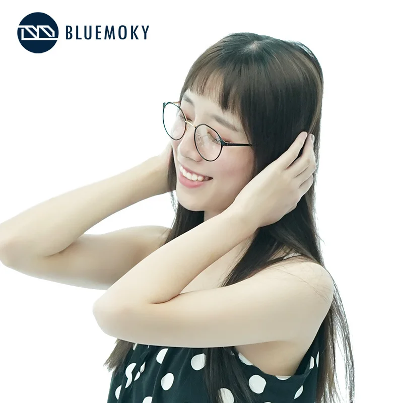 BLUEMOKY сплав круглый Анти синий светильник оправа для очков женские оптические