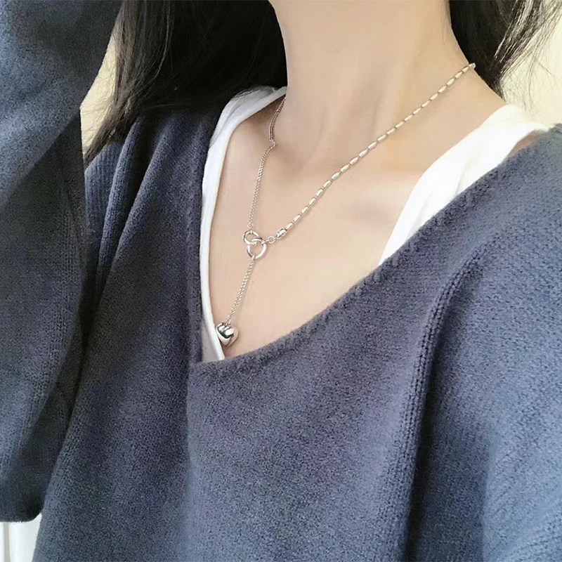 Ожерелье Kinel в форме сердца может быть Двухслойное составное корейское ювелирное