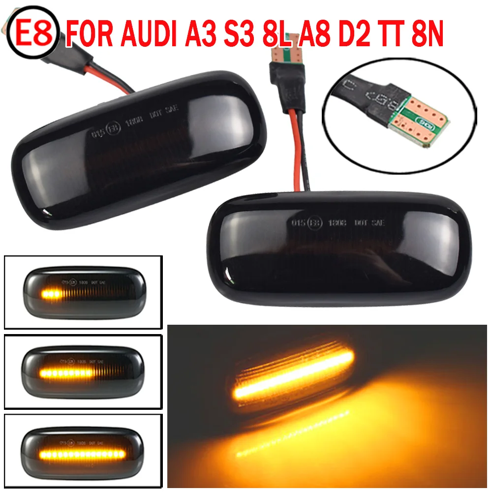 LED Dynamic Car Blinker Side Marker Turn Signal Lights Lamp Accessories For Audi A3 S3 8L A8 D2 1999-2002 TT 8N 2000-2006