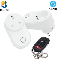 universal remote control smart socket eu uk pulg and rf 433mhz transmitter 15a electrical outlet switch for home appliance