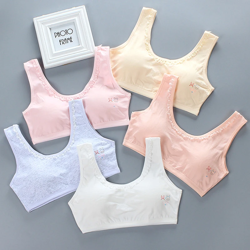 Бюстгальтер для девочек подростковый развивающий жилет кружевное хлопковое