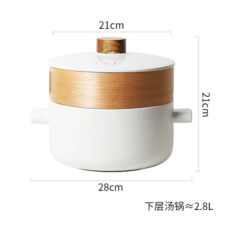 

Double-Layer White Ceramic Stewpot Household Double-Layer Steamer Temperature Resistance Soup Pot Cookware Casserole Sets