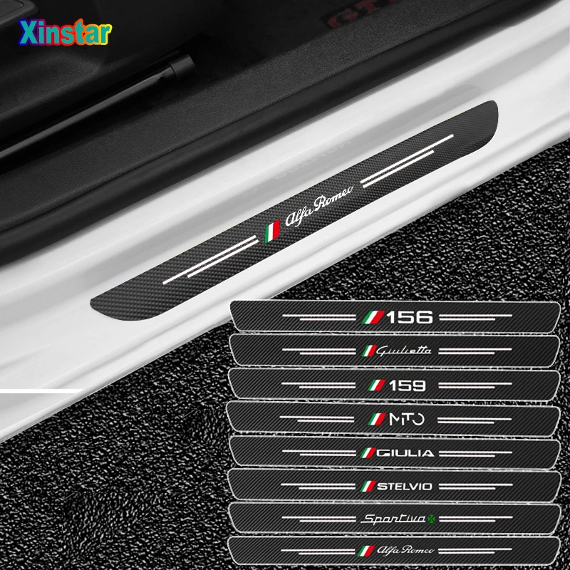 4 шт./лот Новые защитные наклейки на двери автомобиля из углеродного волокна для