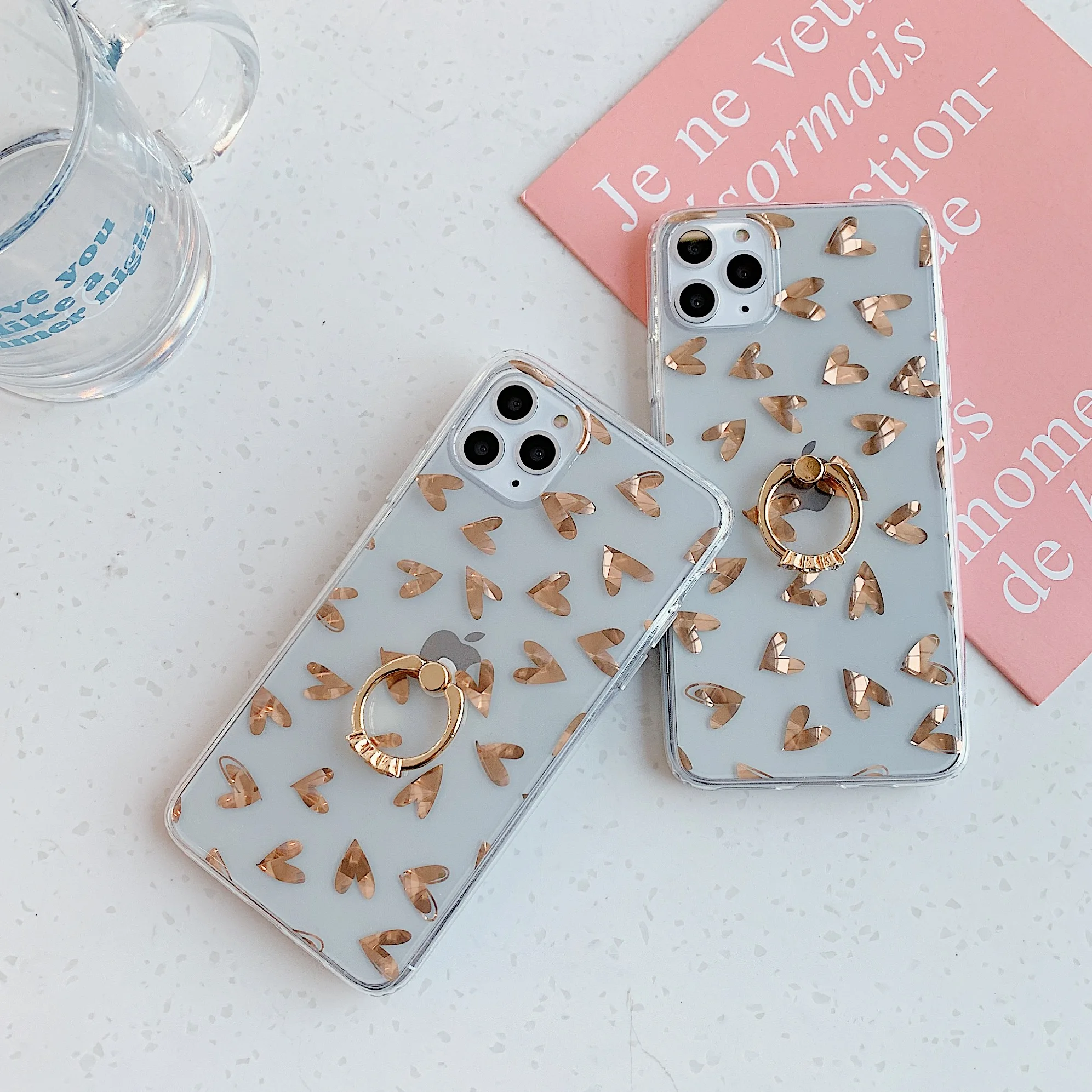 

Cute Love Heart Shockproof Clear Phone Case For iPhone 12Mini 11 Pro Max XR XS Max 7 8 Plus 12ro Soft Full Body Back Cover Coque