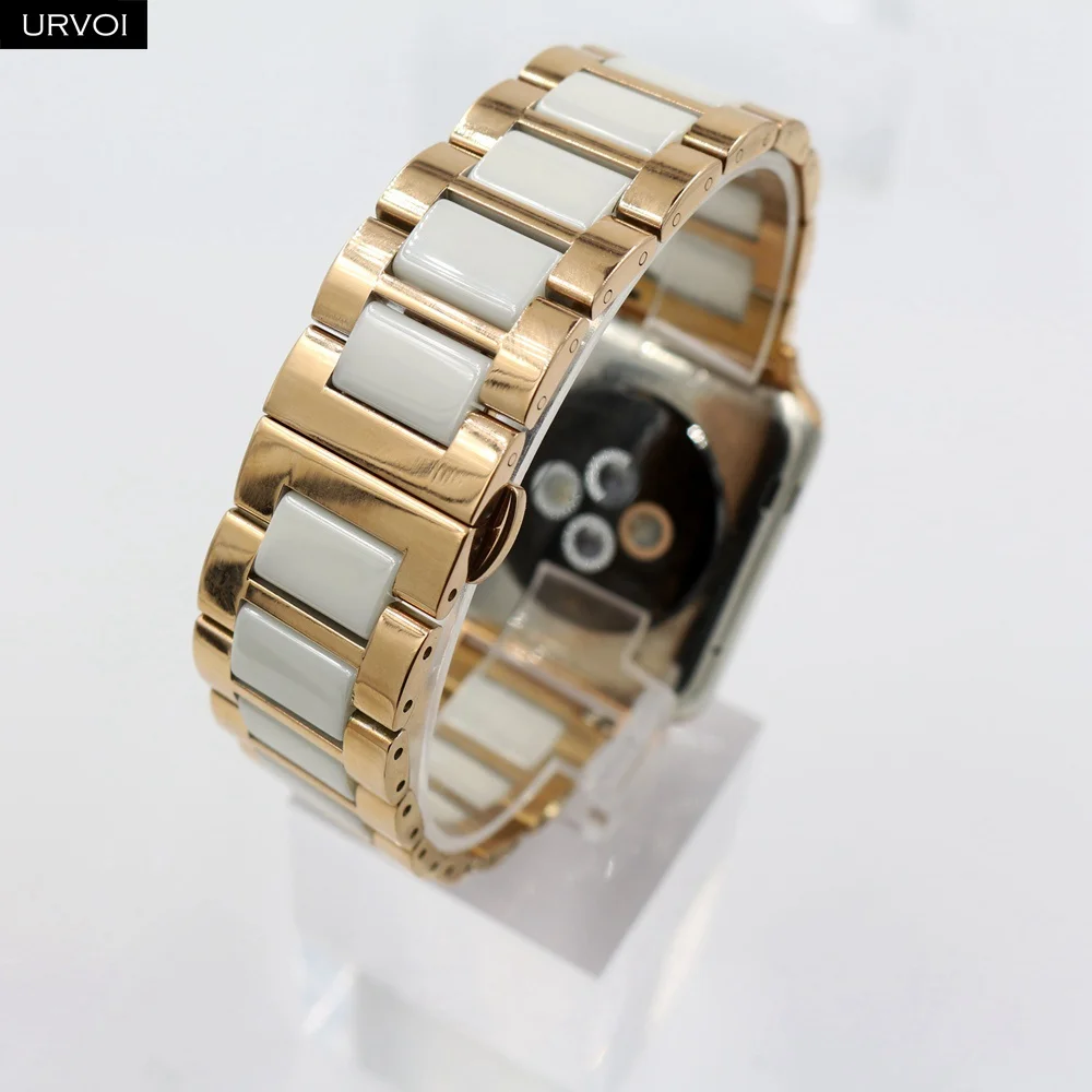 Браслет URVOI для apple watch 6 SE 5 4 3 band керамический ремешок из нержавеющей стали с