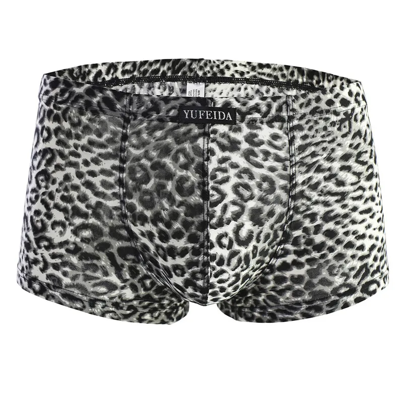 Сексуальное мужское нижнее белье боксеры шорты мужские с леопардовым принтом