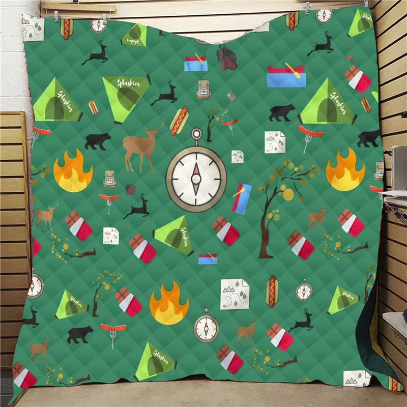 Покрывало для дивана с 3D рисунком кемпинга одеяло королевского размера детей и