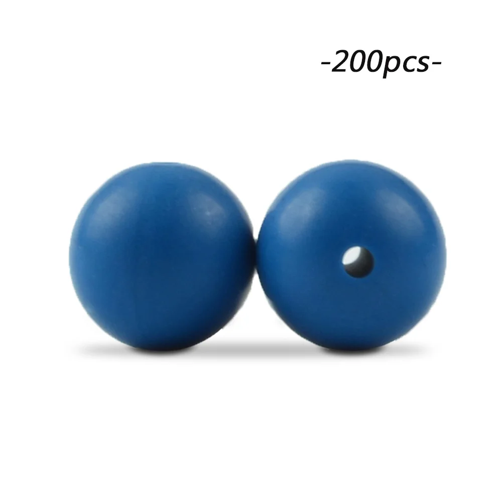 vivid blue LOFCA 200 шт./лот, силиконовые бусины, 15 мм, Круглый прорезыватель, ожерелье, детский прорезыватель, игрушка, BPA бесплатно, сделай сам, жевательные подвески, аксессуары для новорожденных, кормящих - Цвет: vivid blue