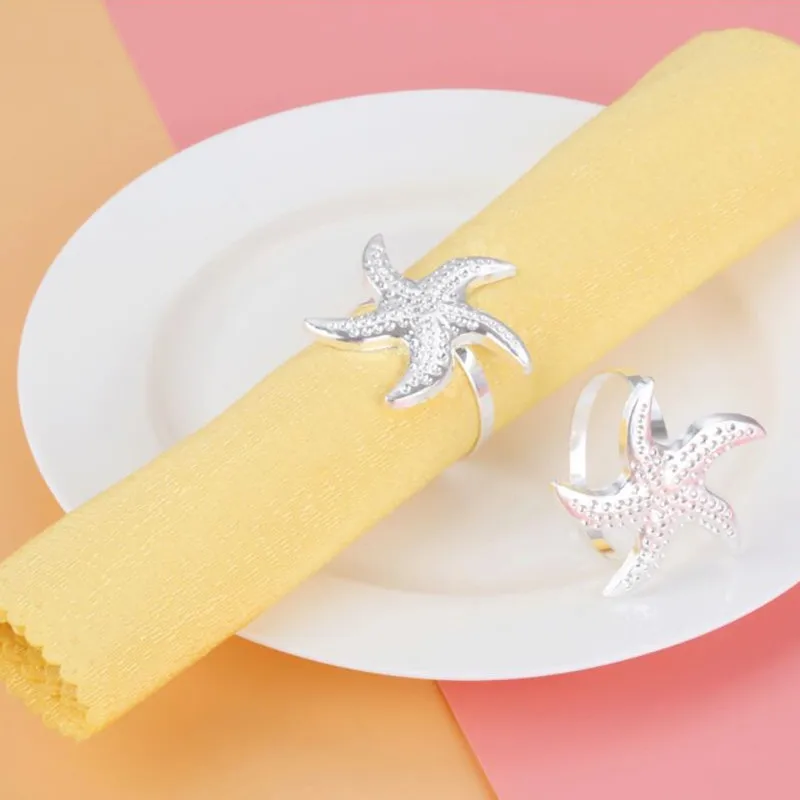 Бесплатная доставка 12 шт./лот кольца для салфеток с серебряной морской звездой