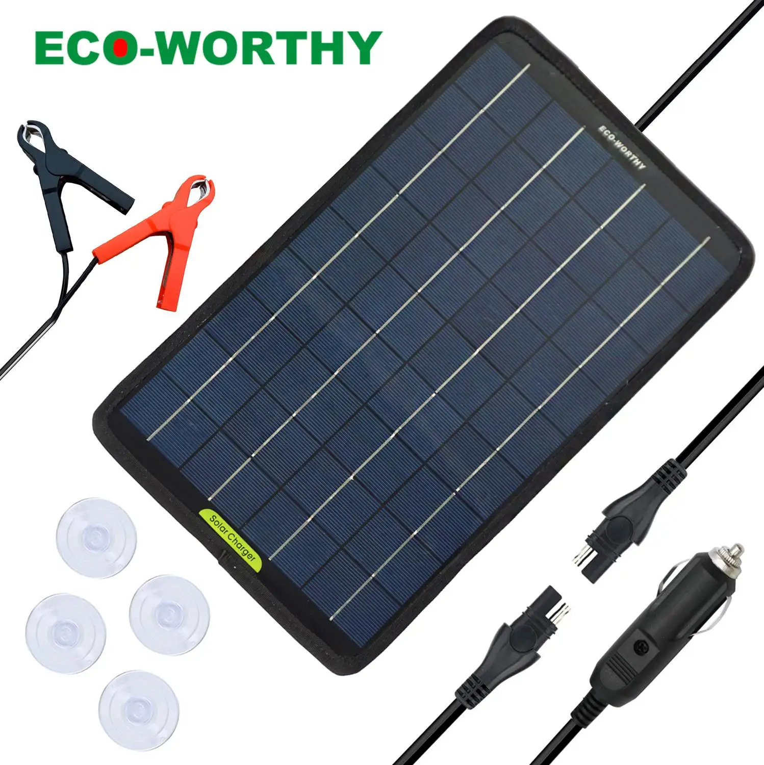 Автомобильное зарядное устройство с солнечной панелью ECOWORTHY, 10 Вт, 12 В, автомобильное зарядное устройство на солнечной батарее для 12 В, зарядное устройство для автомобиля, лодки, мотоцикла
