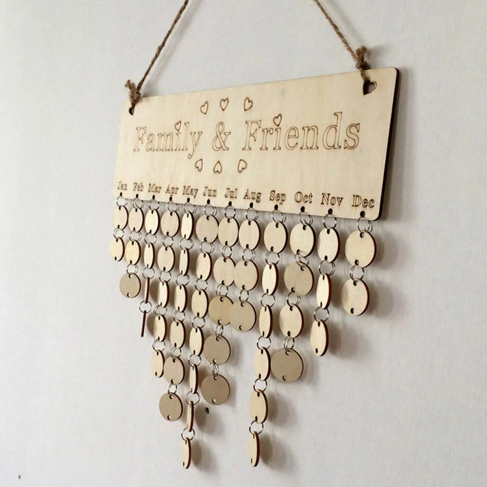 

Новый деревянный подвесной календарь для семьи и друзей доска для напоминания о день рождения 2