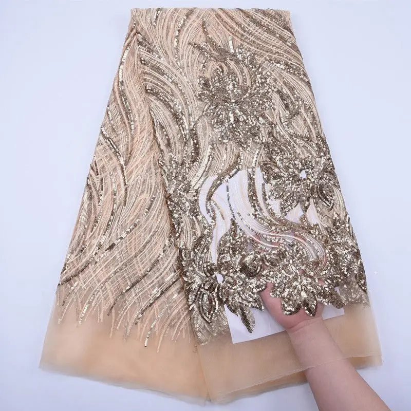 Кружевная ткань с пайетками в африканском стиле кружевная вышивкой фатиновая