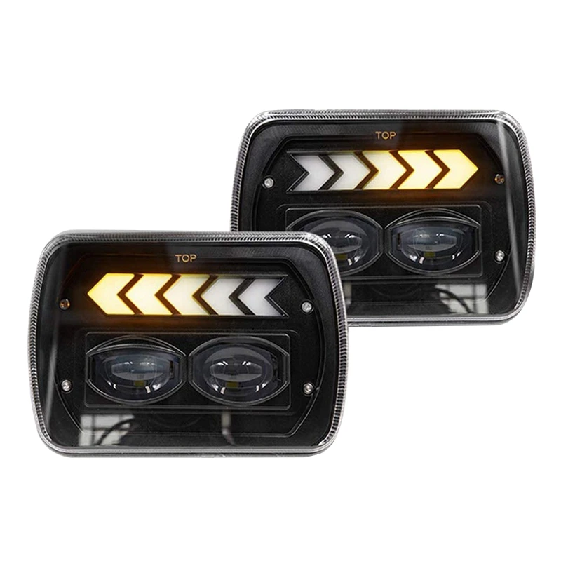 

Car 5 X 7 Inch LED Square DRL Headlight Lamp Spot High Low Beam Dynamic Turn Signal Light for Jeep Wrangler 2007-2017