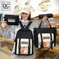 dc meilun 4 pcs in set casual school bag for teenage girls women backpack student cute canvas shoulder kids mochilas escolares