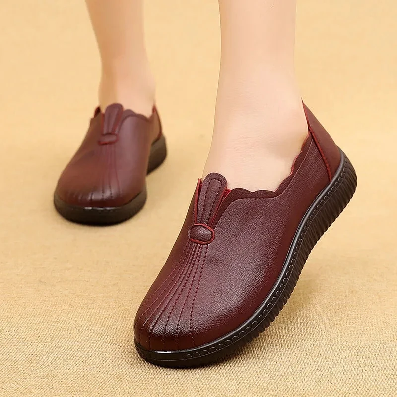 

Retro style mother concise casual shoes women flats 2021 stylish Precision stitching woman flats