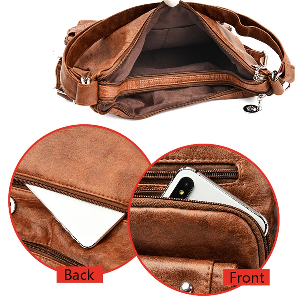 

Large Capacity Vintage Women Bag Soft Leather Tote Bag 3 in 1 Multifunction Designer Shoulder Crossbody Bags for Women Handbag