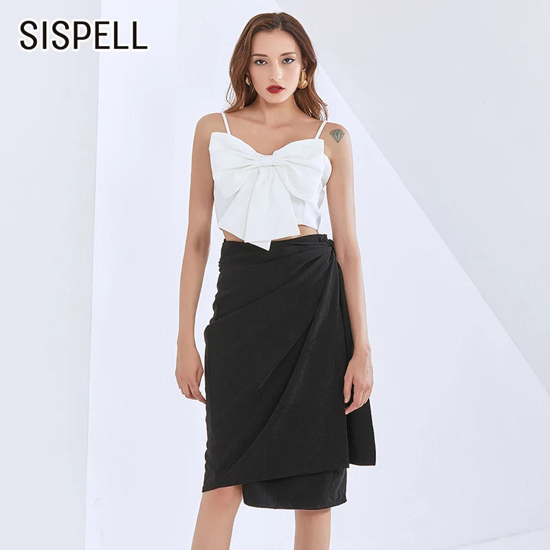 

Женская юбка с бантом SISPELL, с высокой талией и рюшами, облегающая Асимметричная юбка, для осени, 2020
