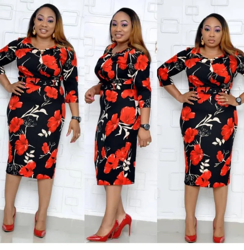 

Office Lady Bodycon Dress Africa Woman Bandage Dress Print Vestido