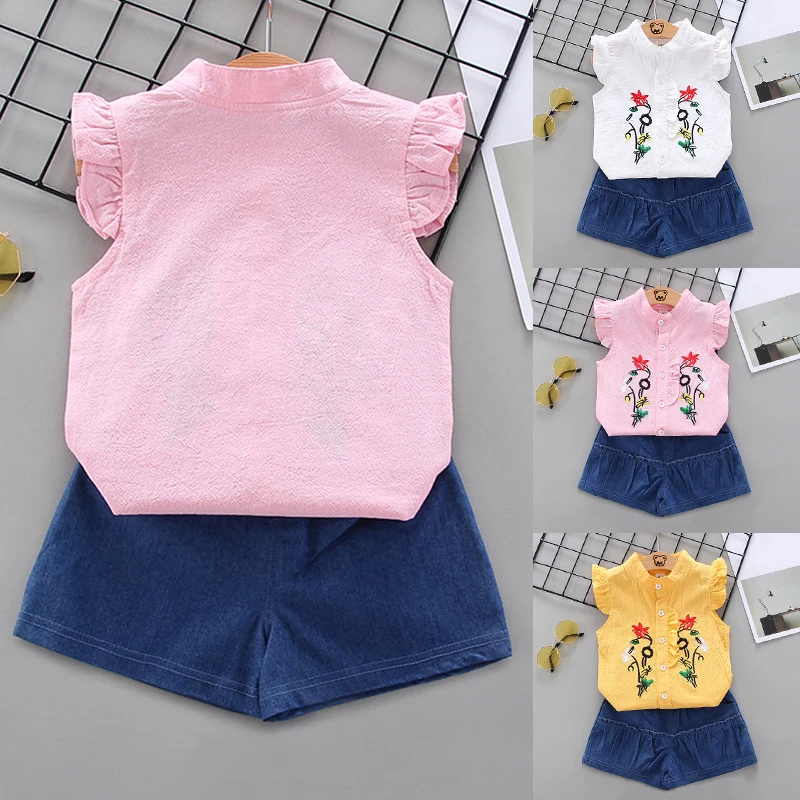 Новинка 2020 года Повседневная Летняя одежда Топы с вышивкой и рукавами крылышками