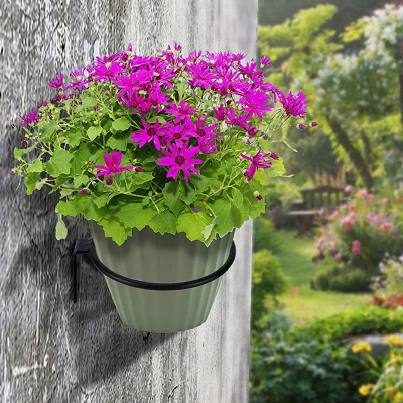 

Flower Pot Holder Ring Wall Mounted Metal Planter Hooks Hangers Wall Bracket, 6 Pack, Black