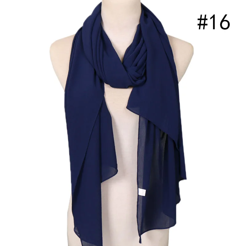 16 25 Colors Women Soft Long Scarf Muslim Hijab Shawl Wrap Chiffon Islamic Turban Headscarf Bandanas Ramadan Large Scarves 180*75cm - Цвет: 16