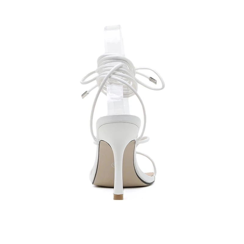 

New 2021 Summer Fashion Sandals Sexy Clip Toe 10CM High Heels Party Dress Wedding Nightclub Women Shoes Cross Strap Black White