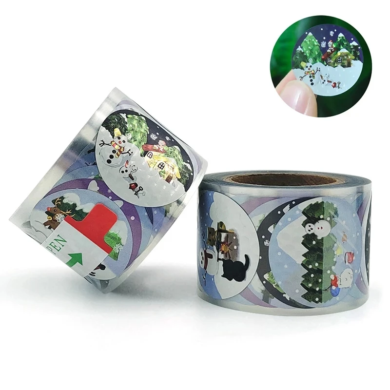 Высококачественные бронзовые рождественские наклейки в рулоне красочные 250 штук