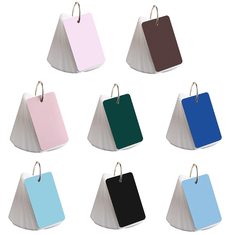 

Blank Index Card Flash Cards Note Paper Set with Binder Ring Refillable for Kids