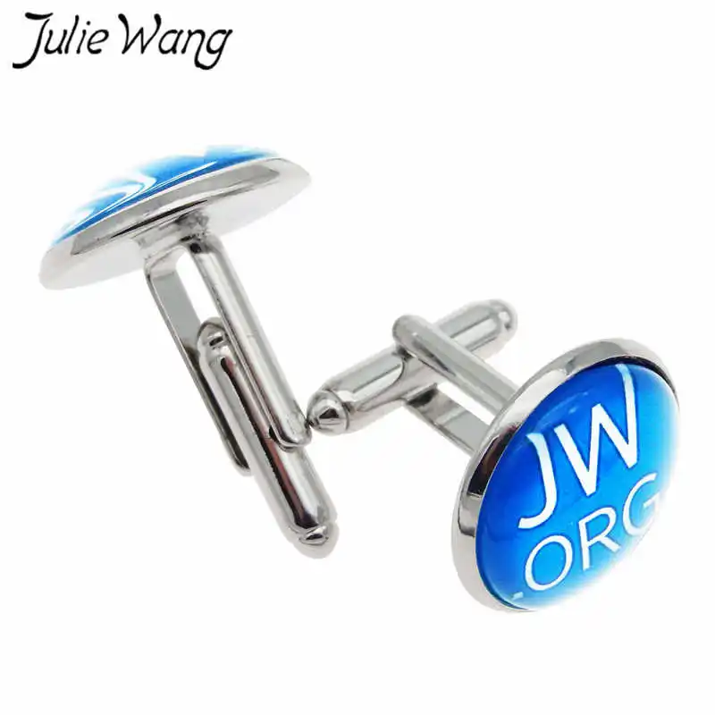 Julie Wang JW ORG запонки из голубого стекла, для людей, запонки для мужчин, запонки для рубашки рукав ногтей, деловой подарок