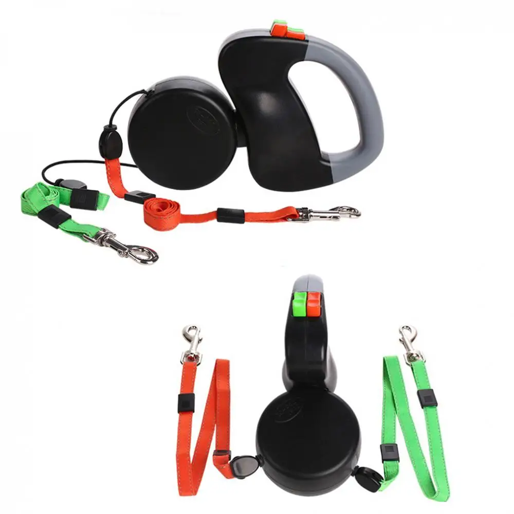 

Pet outdoor traction rope dog traction rope automatic telescopic walking double traction dog traction rope anti-winding dog rope
