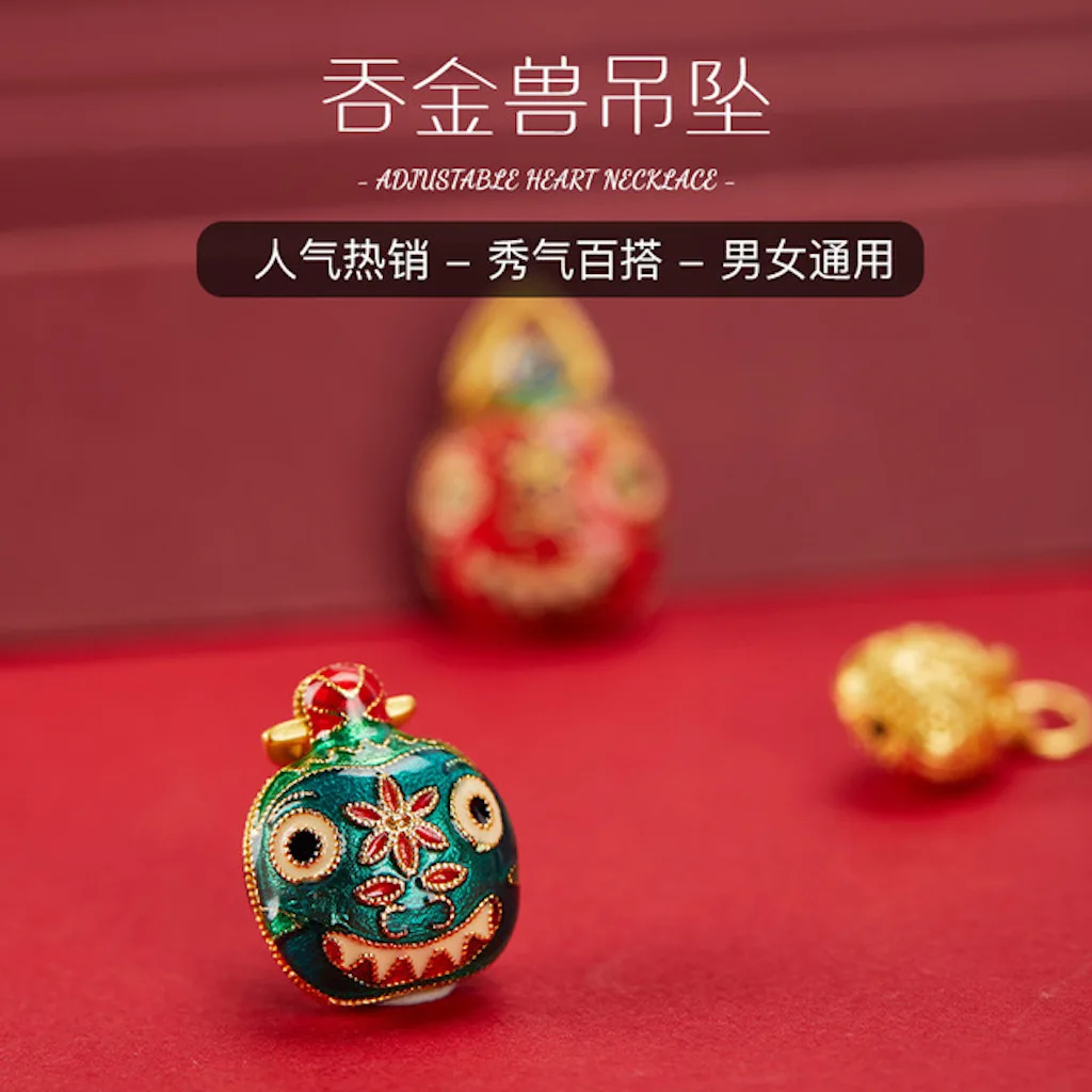 Gold swallowing beast S925 silver three mouth jewelry accessories silver gold swallowing beast Chinese style